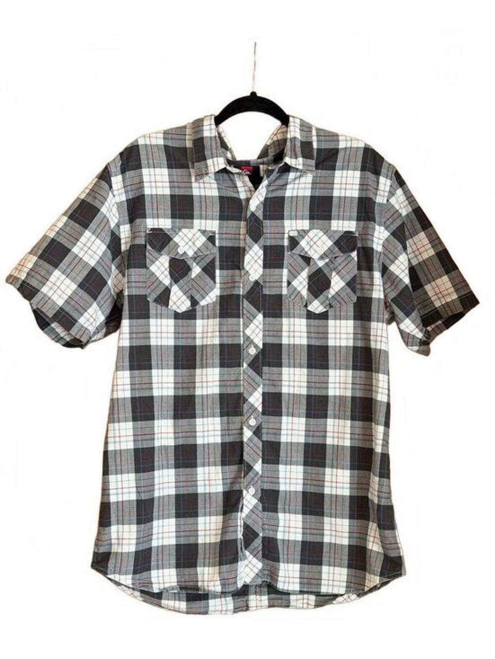 Quiksilver Men's XL Short Sleeve Plaid Button-Up Shirt